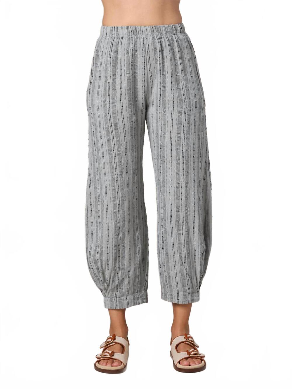 NEW CUT LOOSE side pleat pinstripe lantern pant in balsam green